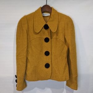 Vintage Nipon Boutique Mustard Yellow Wool Blazer Size 6